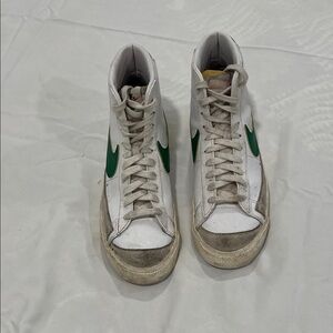 Nike White and Green Swoosh Sneakers